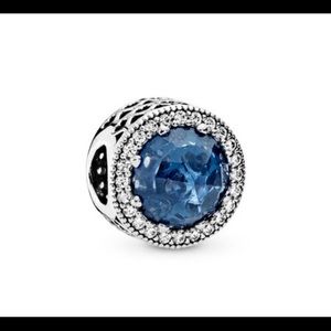 New Pandora Dark Blue Radiant Hearts Charm